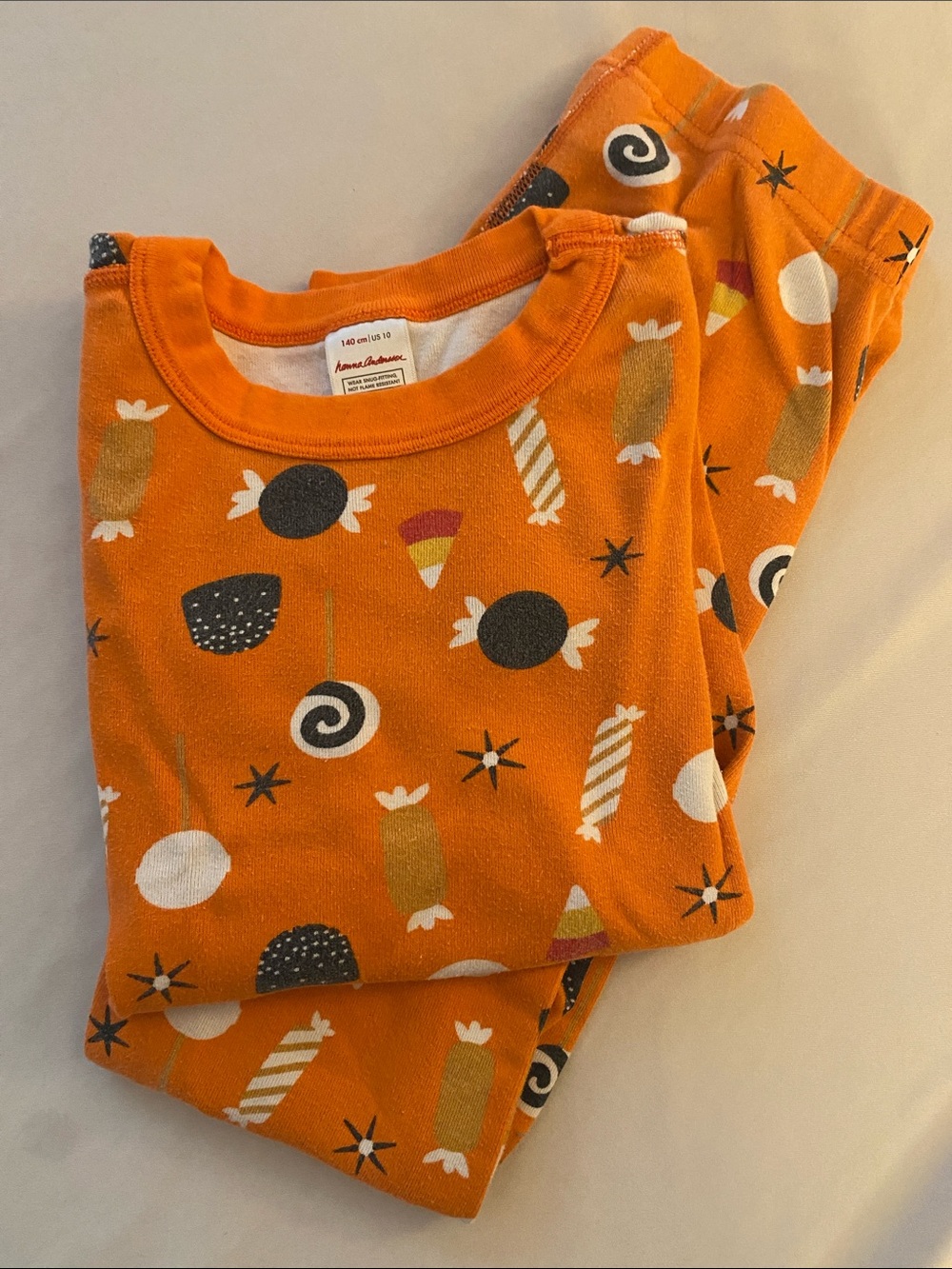Hanna Andersson Orange Candy-Print Kids Pajama Set